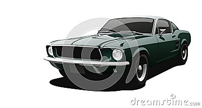 Green muscle car in vector. Vector Illustration